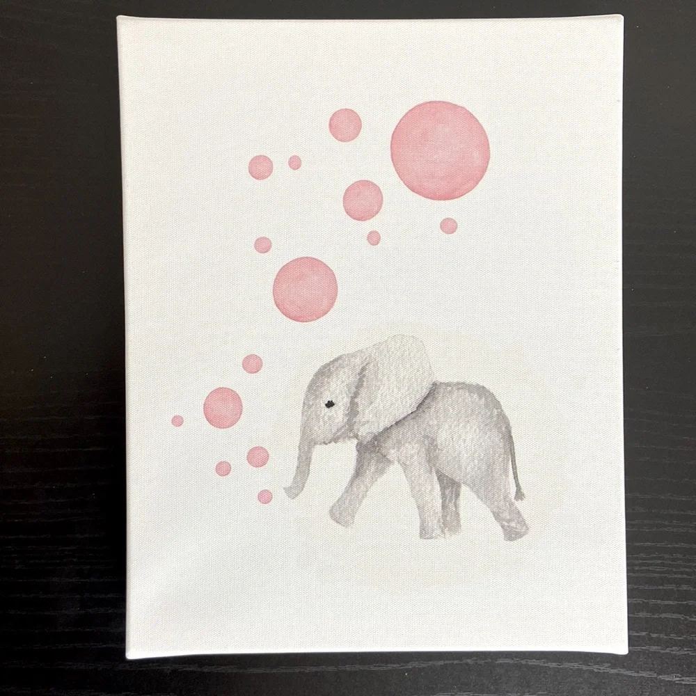 Grey and Pink Wrapped Baby Animal Canvases Decor Set - Picture 2 of 9